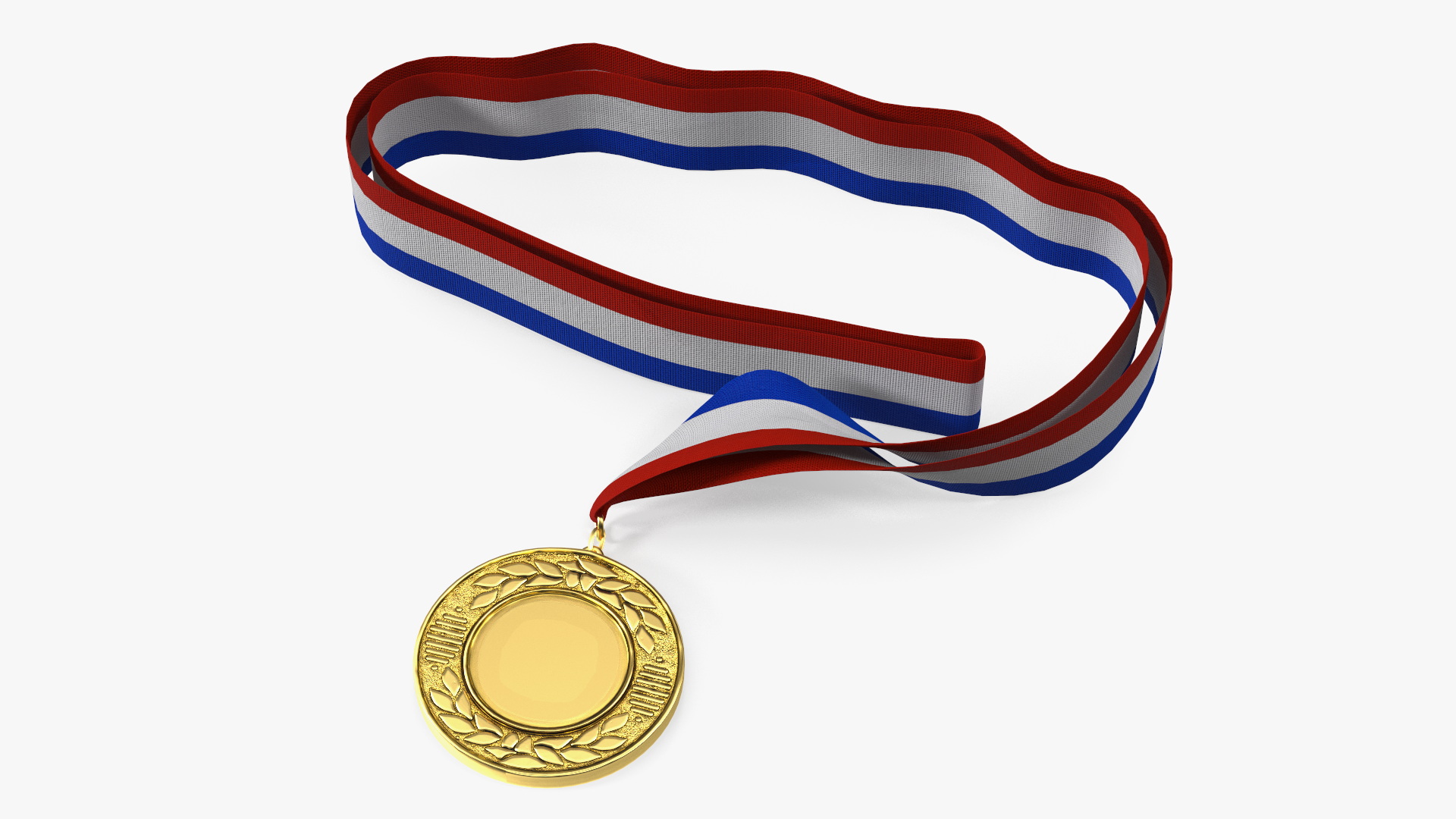 3D Gold Medal with Tricolor Ribbon