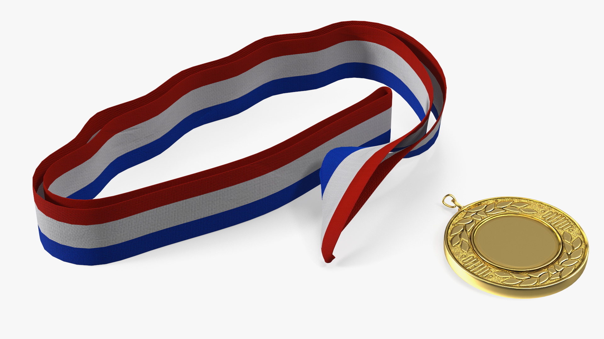 3D Gold Medal with Tricolor Ribbon