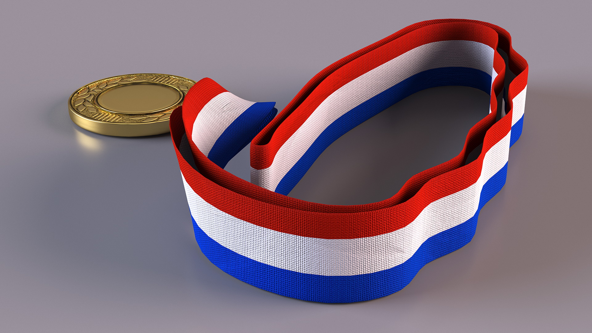 3D Gold Medal with Tricolor Ribbon