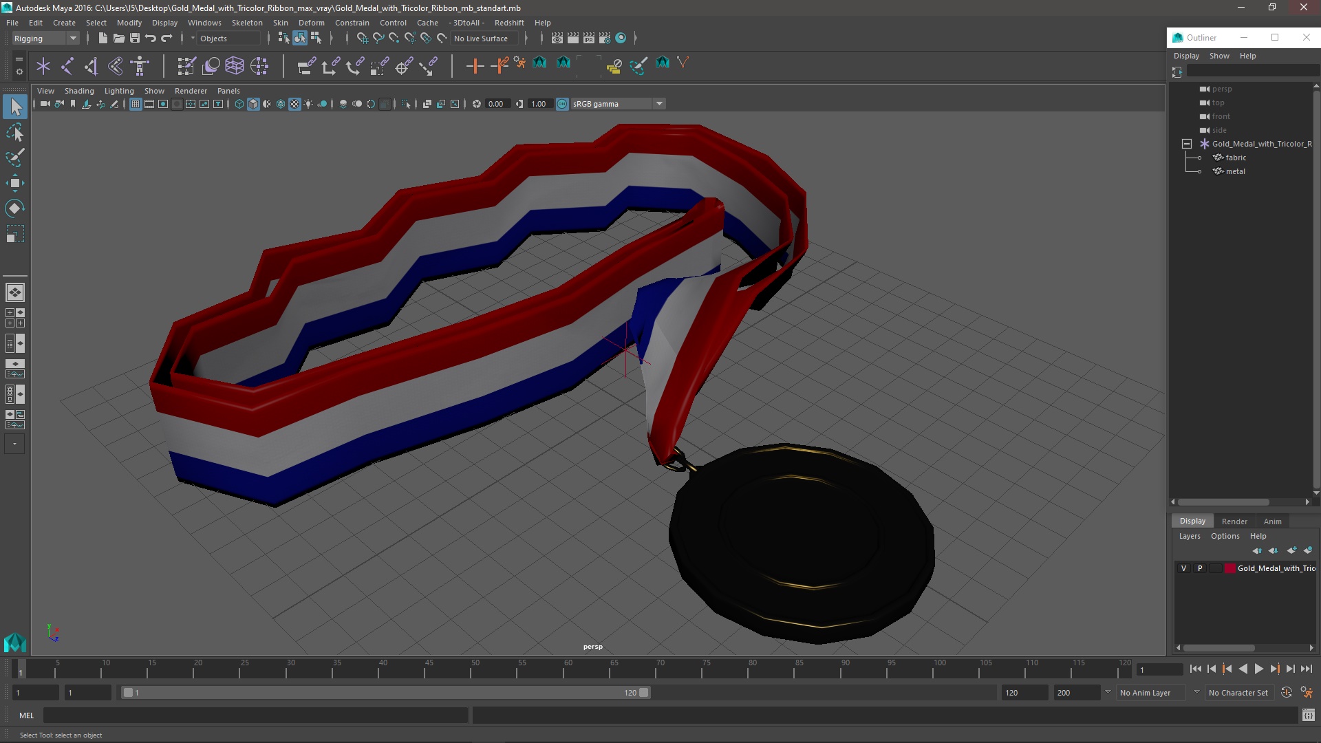 3D Gold Medal with Tricolor Ribbon