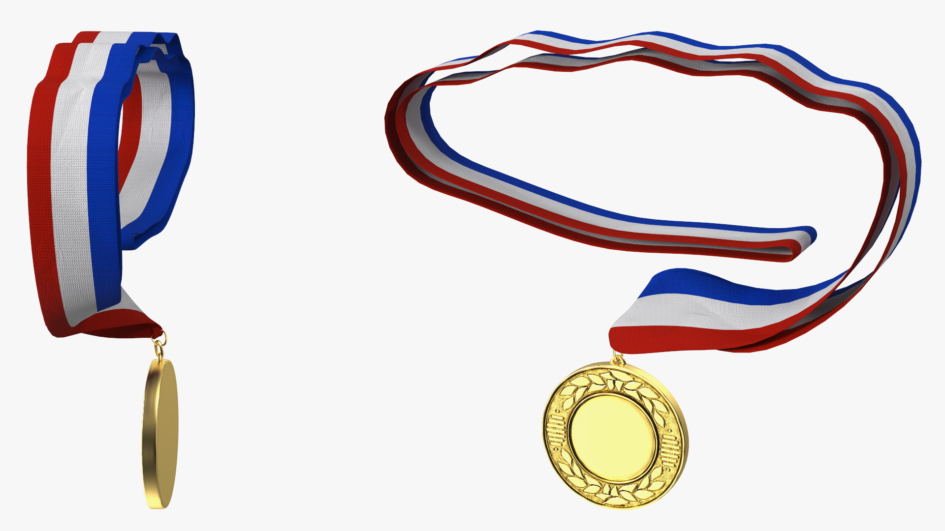 3D Gold Medal with Tricolor Ribbon