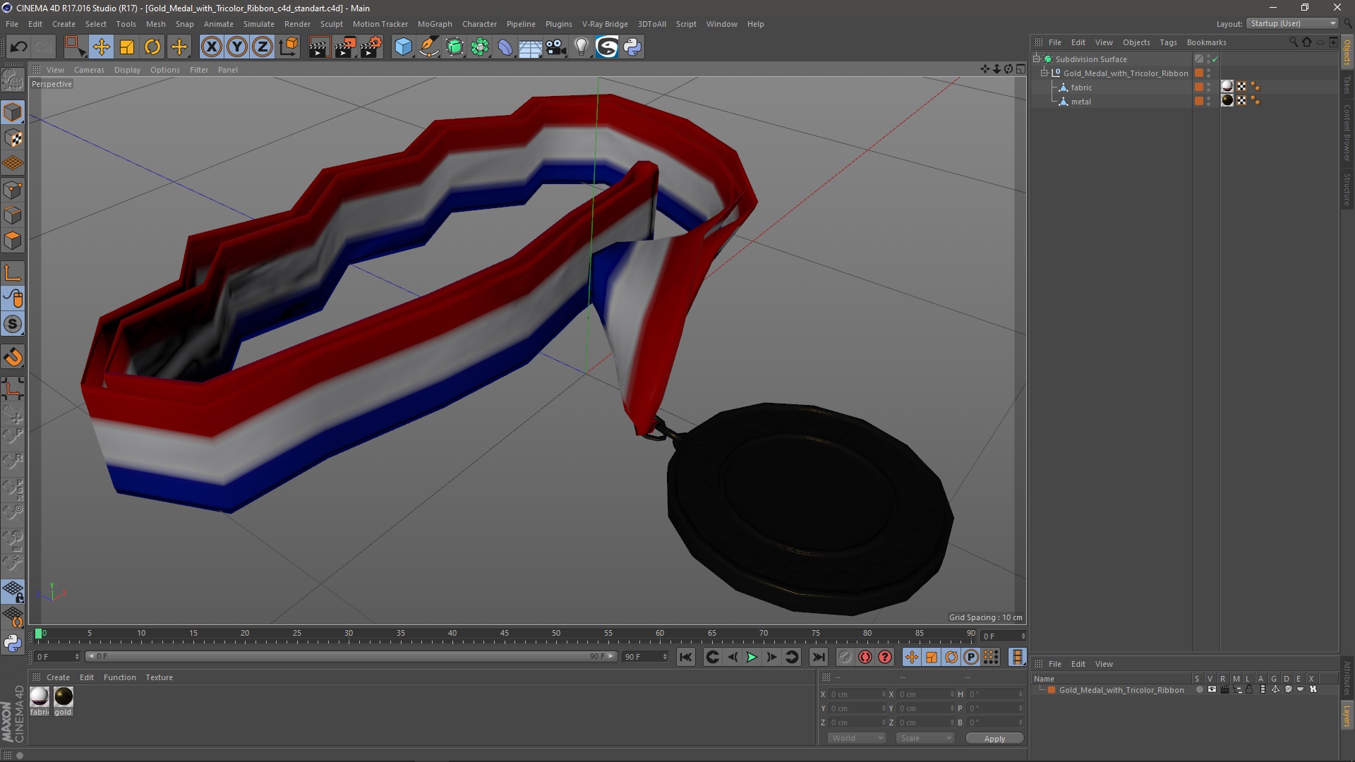 3D Gold Medal with Tricolor Ribbon