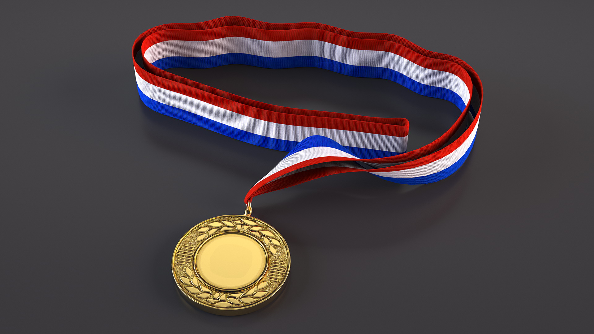 3D Gold Medal with Tricolor Ribbon