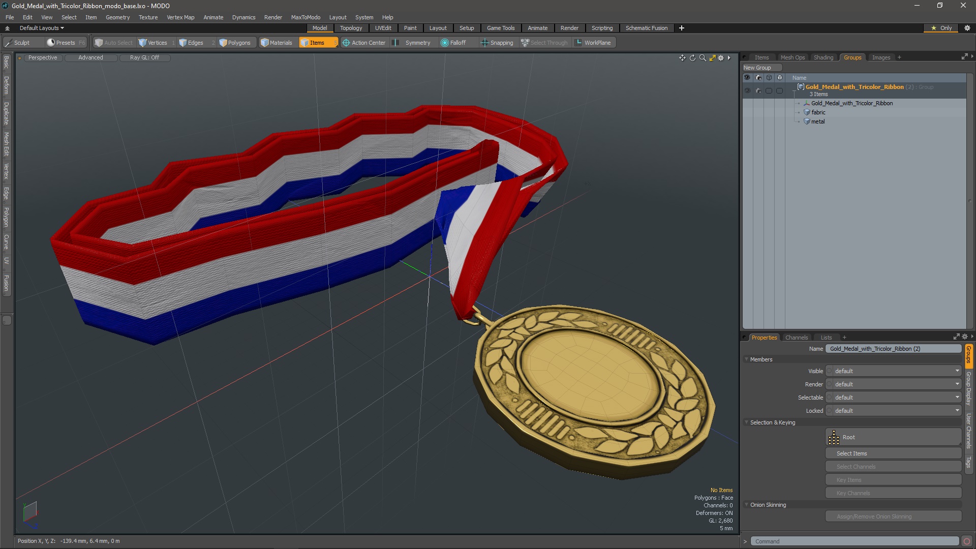 3D Gold Medal with Tricolor Ribbon