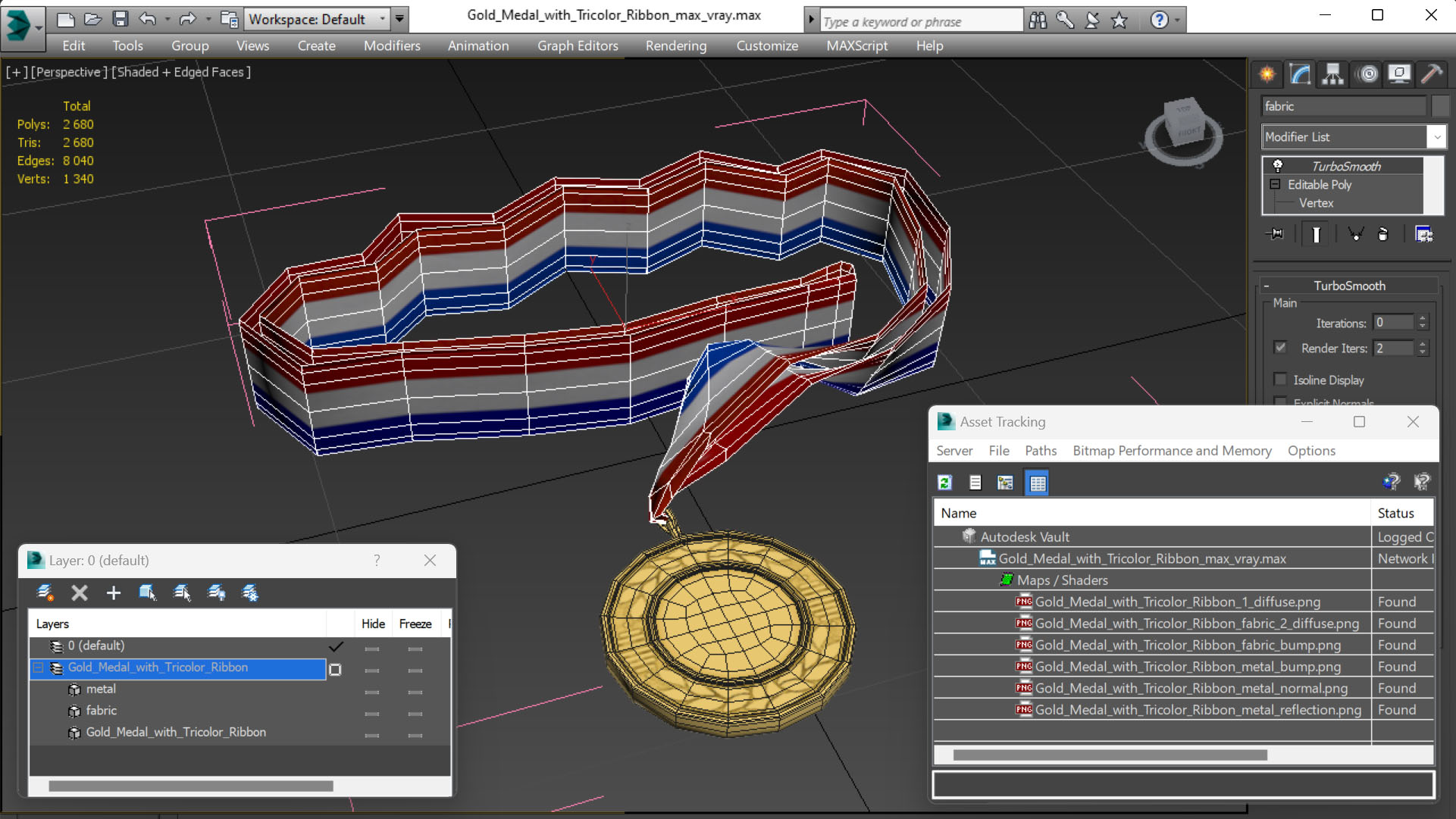3D Gold Medal with Tricolor Ribbon