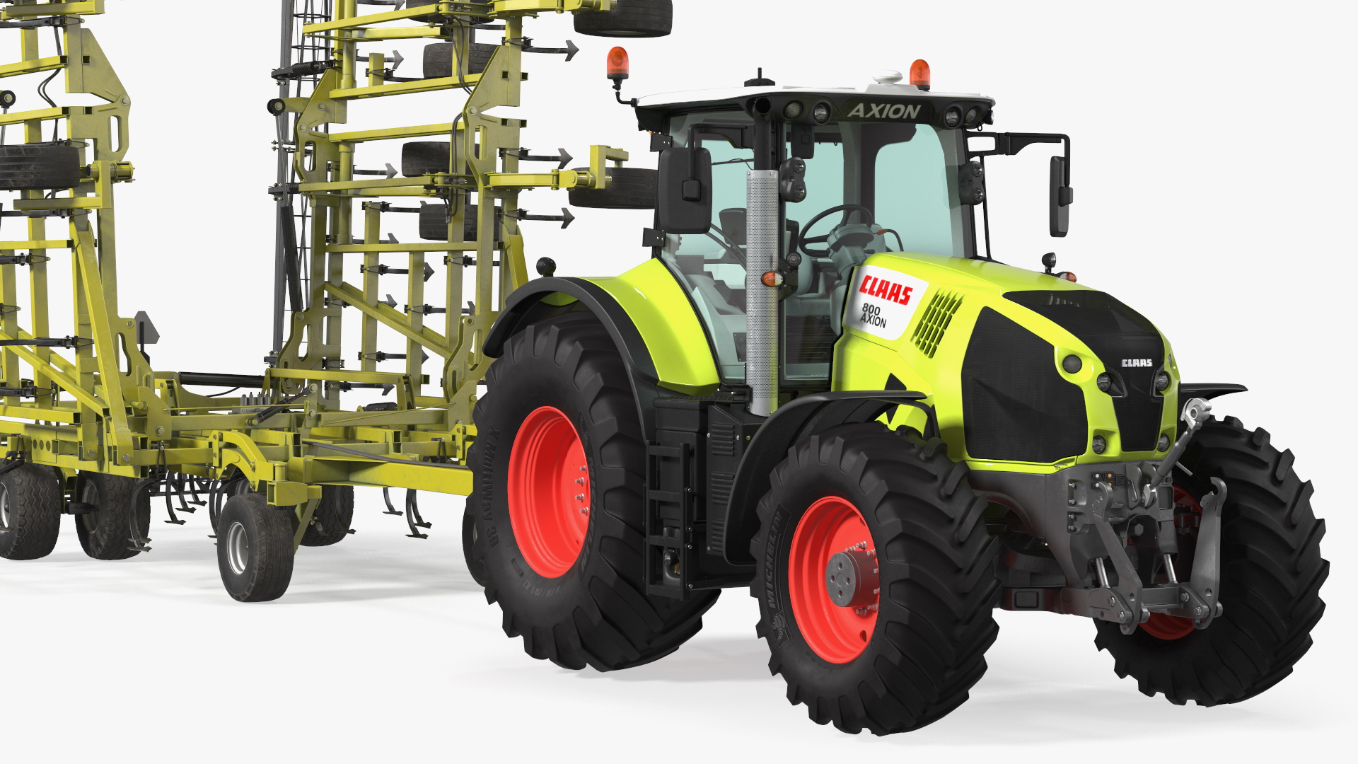 Tractor Claas Axion 800 with Seedbed Cultivator Transportation 3D