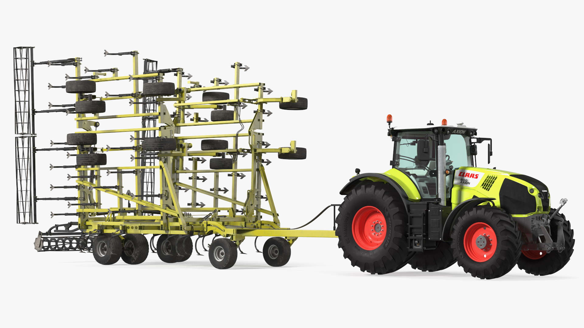Tractor Claas Axion 800 with Seedbed Cultivator Transportation 3D