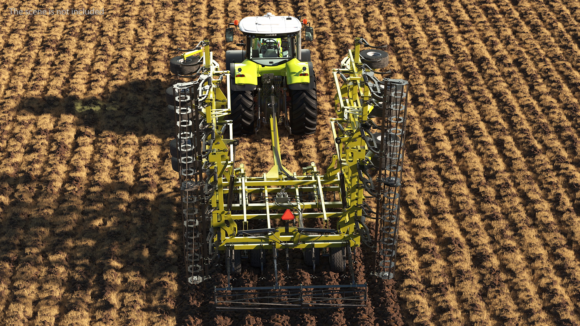 Tractor Claas Axion 800 with Seedbed Cultivator Transportation 3D