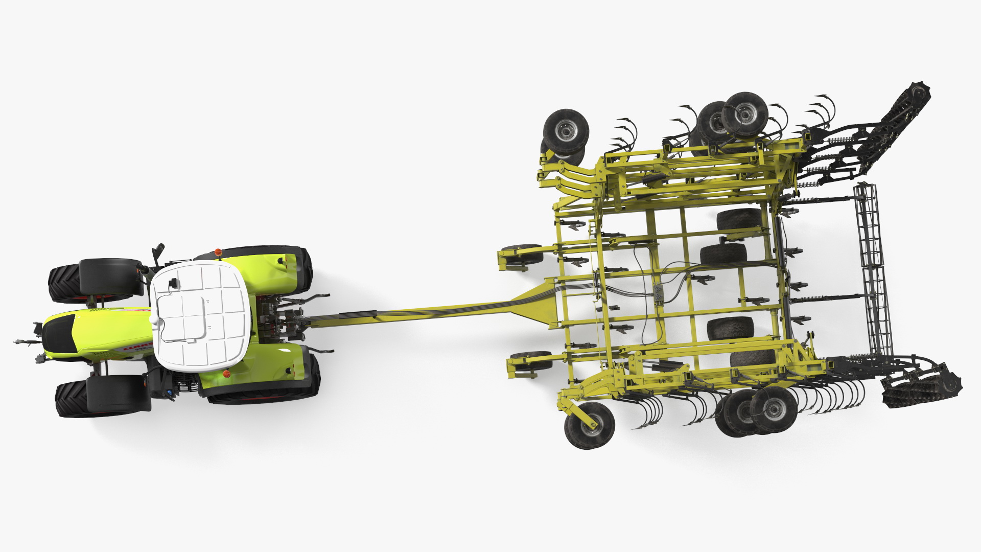Tractor Claas Axion 800 with Seedbed Cultivator Transportation 3D