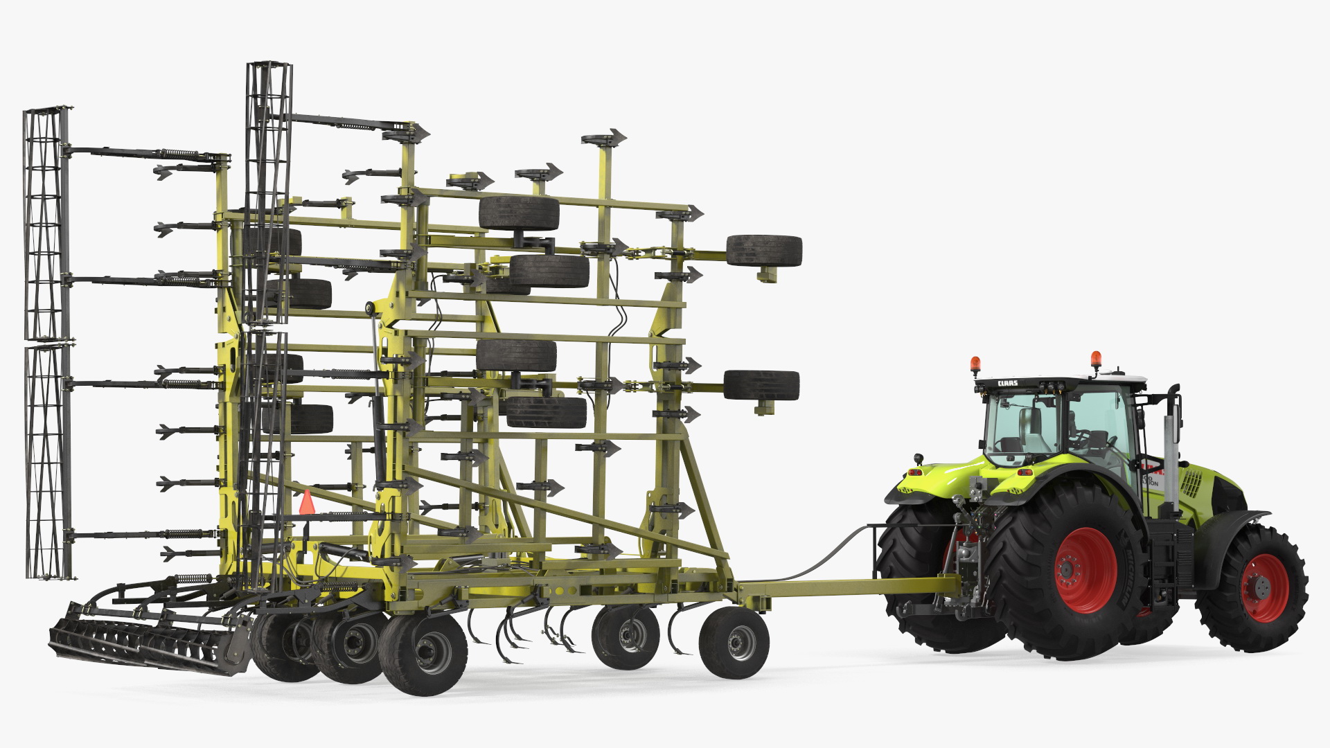 Tractor Claas Axion 800 with Seedbed Cultivator Transportation 3D