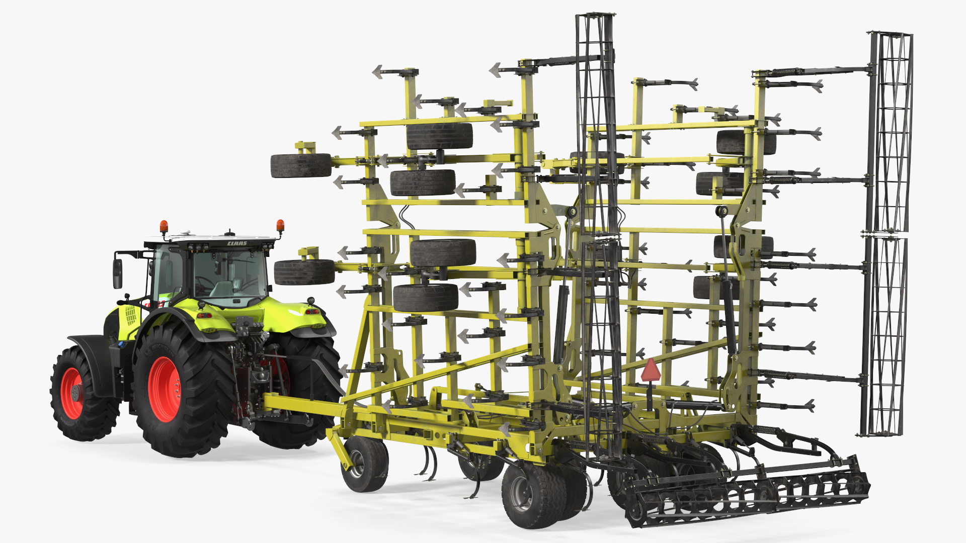 Tractor Claas Axion 800 with Seedbed Cultivator Transportation 3D