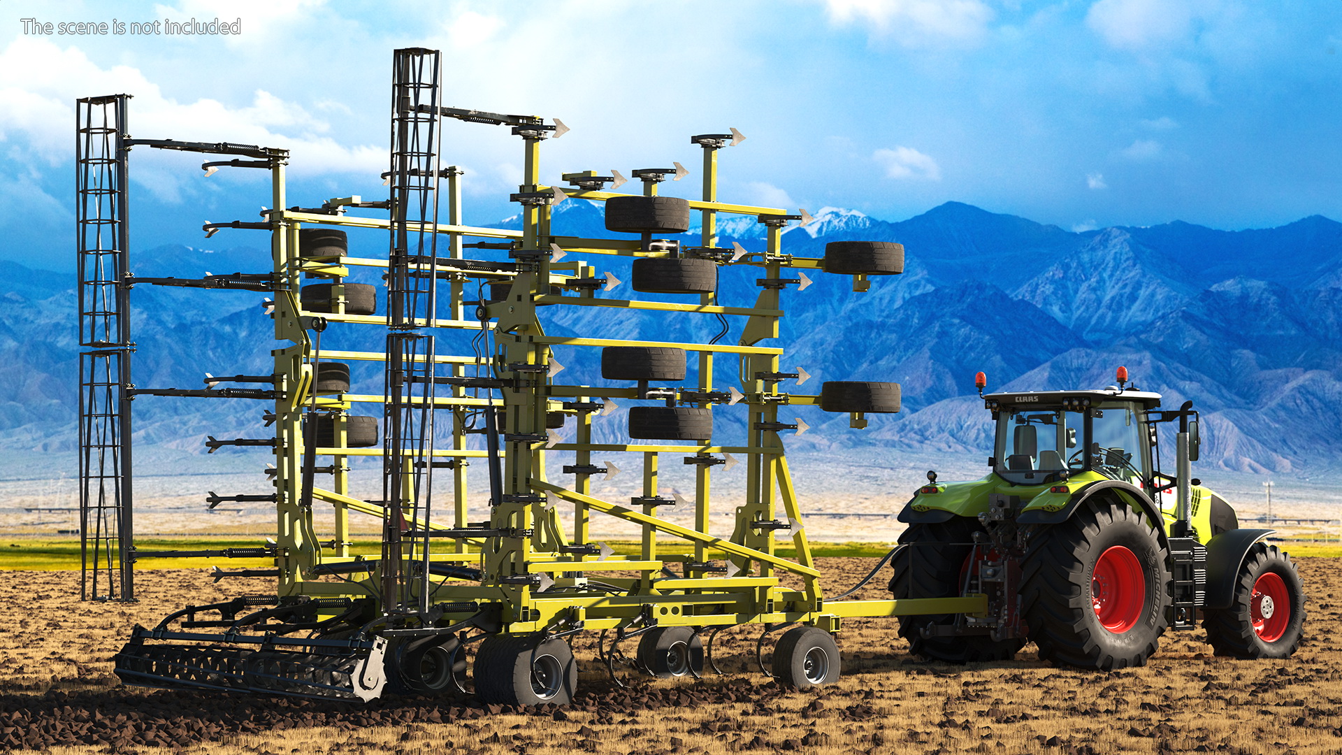 Tractor Claas Axion 800 with Seedbed Cultivator Transportation 3D