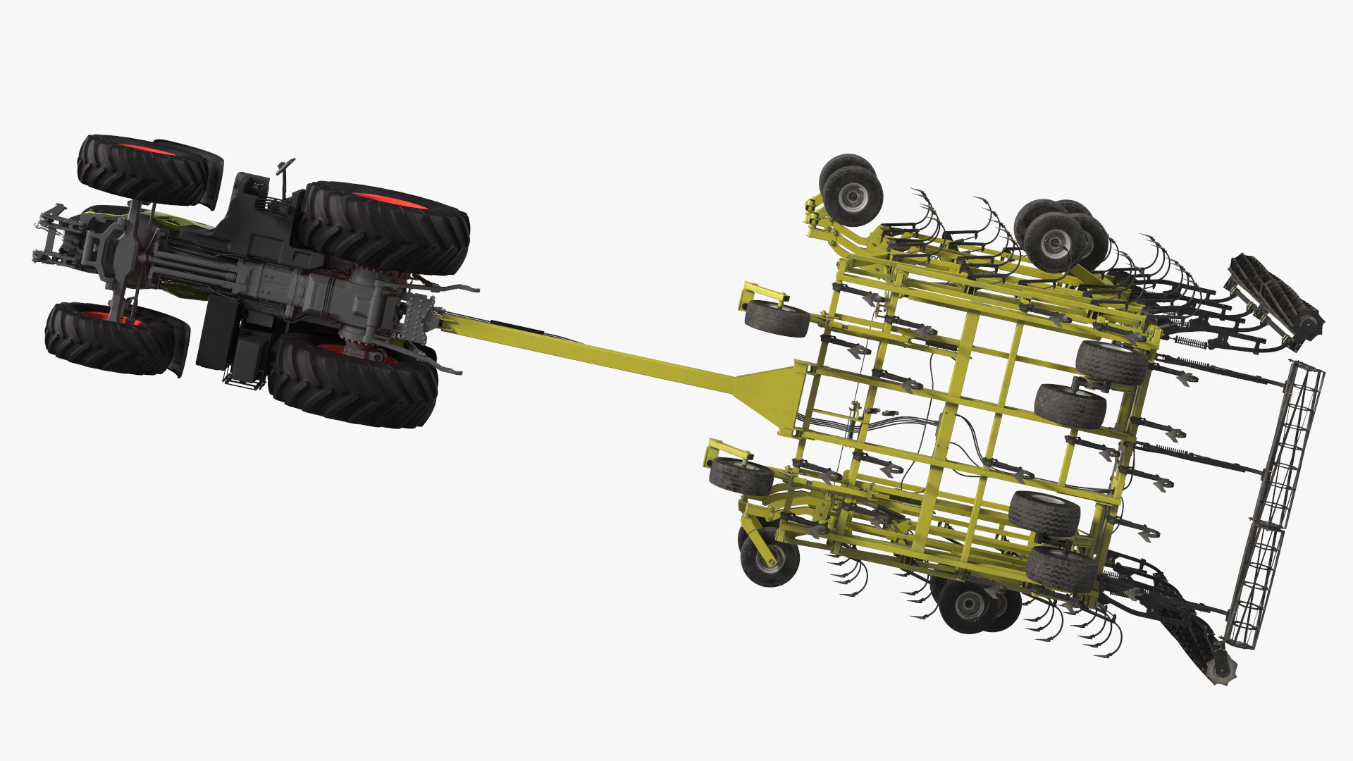 Tractor Claas Axion 800 with Seedbed Cultivator Transportation 3D