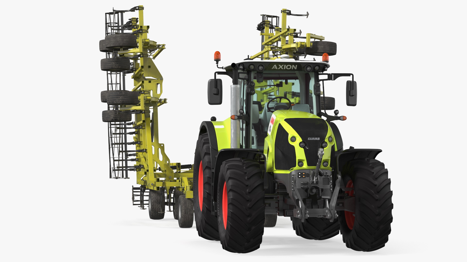 Tractor Claas Axion 800 with Seedbed Cultivator Transportation 3D