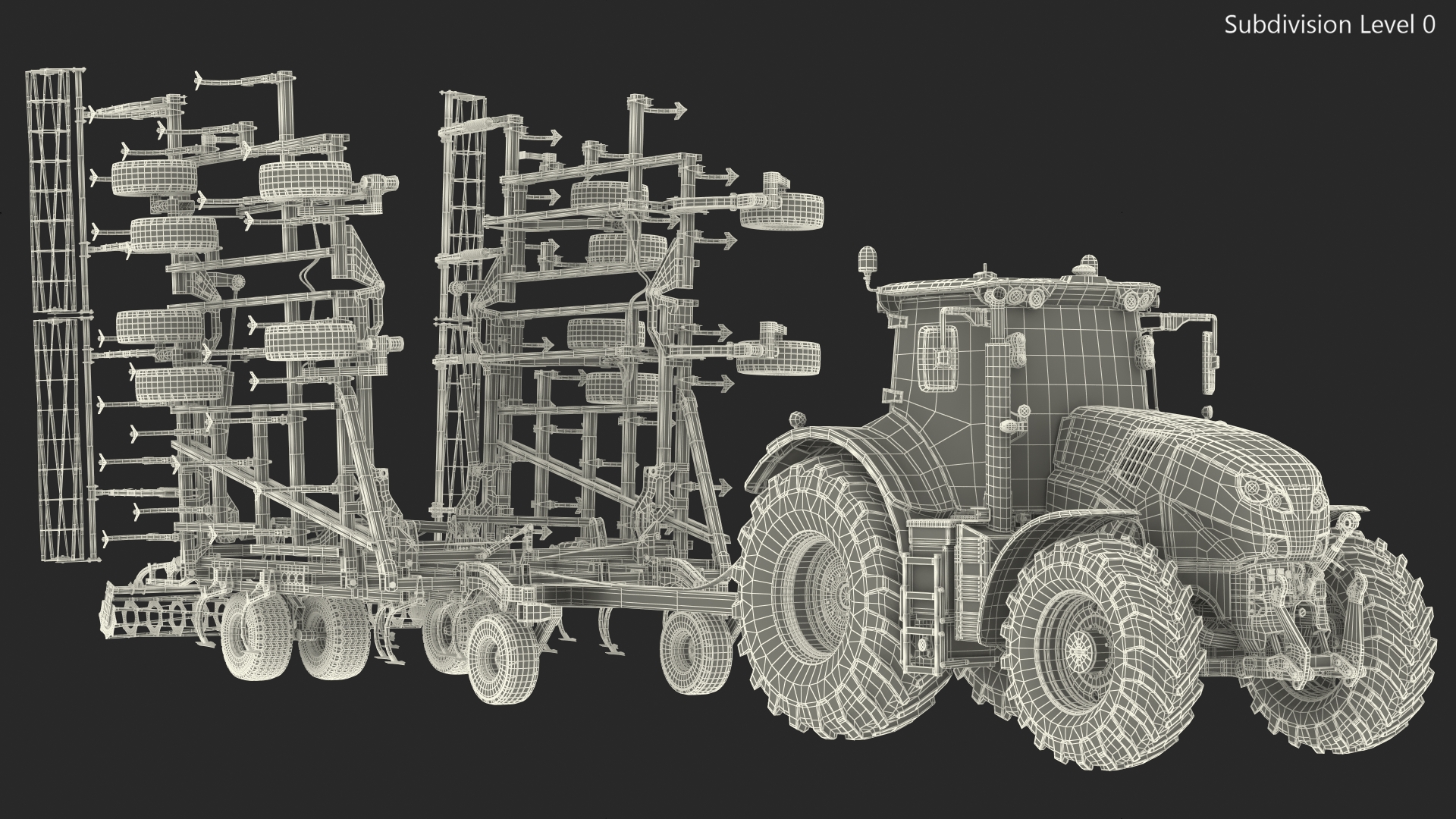 Tractor Claas Axion 800 with Seedbed Cultivator Transportation 3D