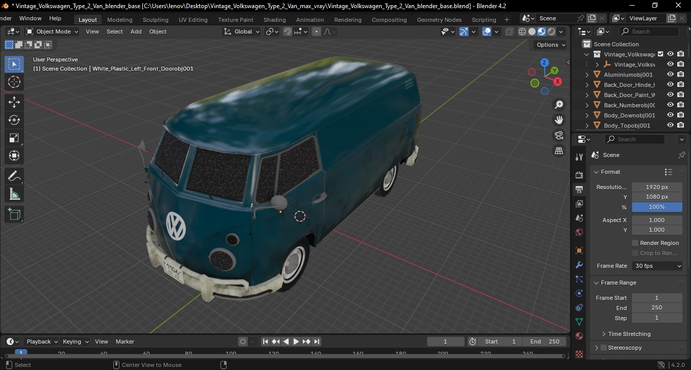 Vintage Volkswagen Type 2 Van 3D model