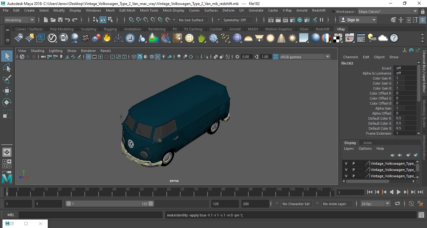 Vintage Volkswagen Type 2 Van 3D model