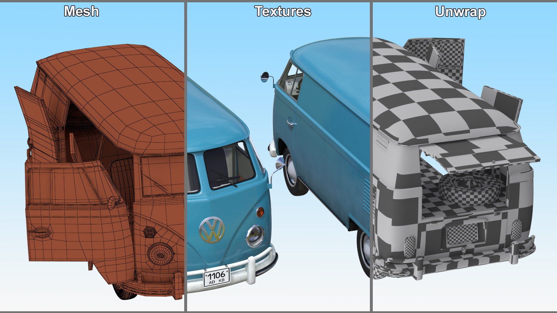 Vintage Volkswagen Type 2 Van 3D model