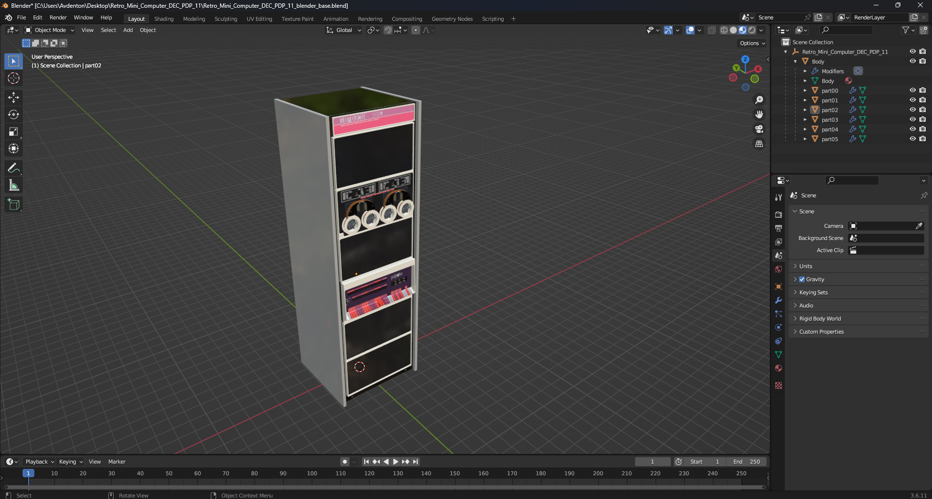 3D model Retro Mini Computer DEC PDP 11