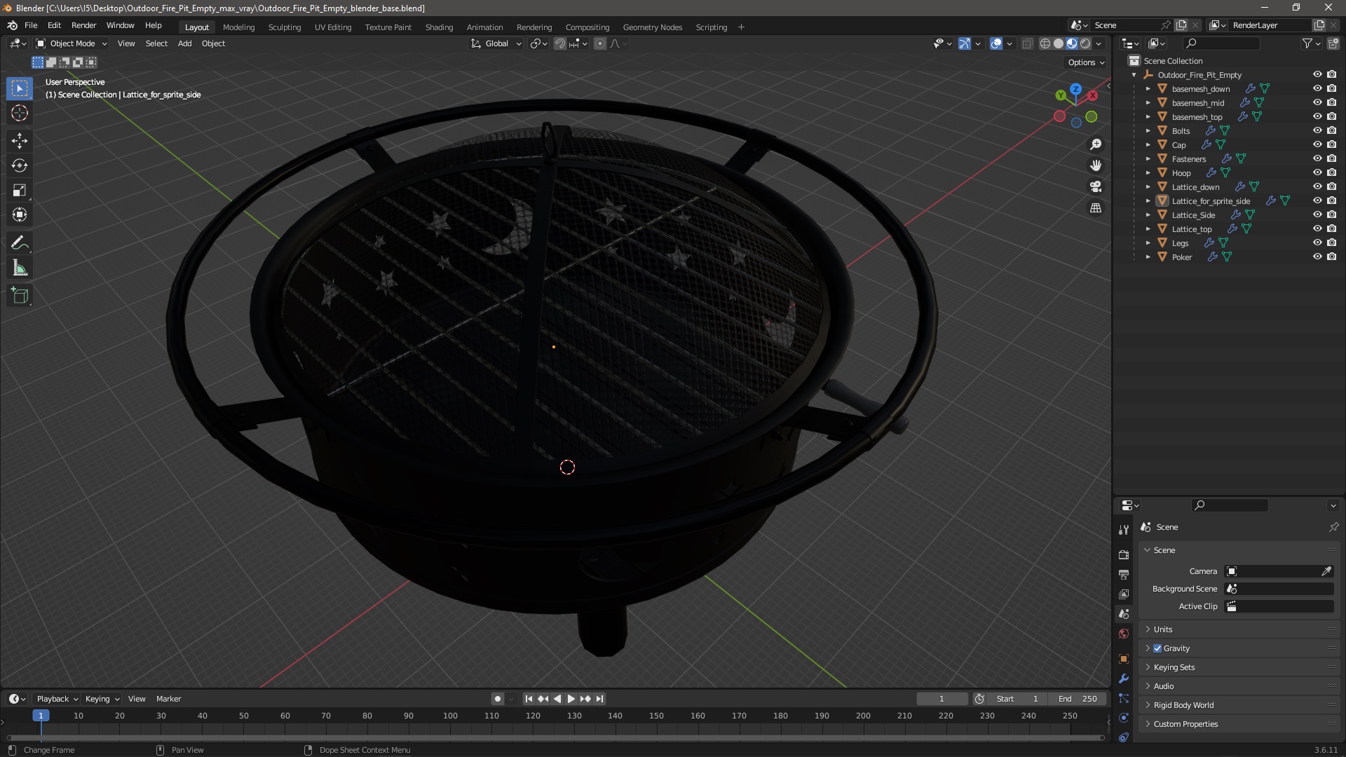 Outdoor Fire Pit Empty 3D