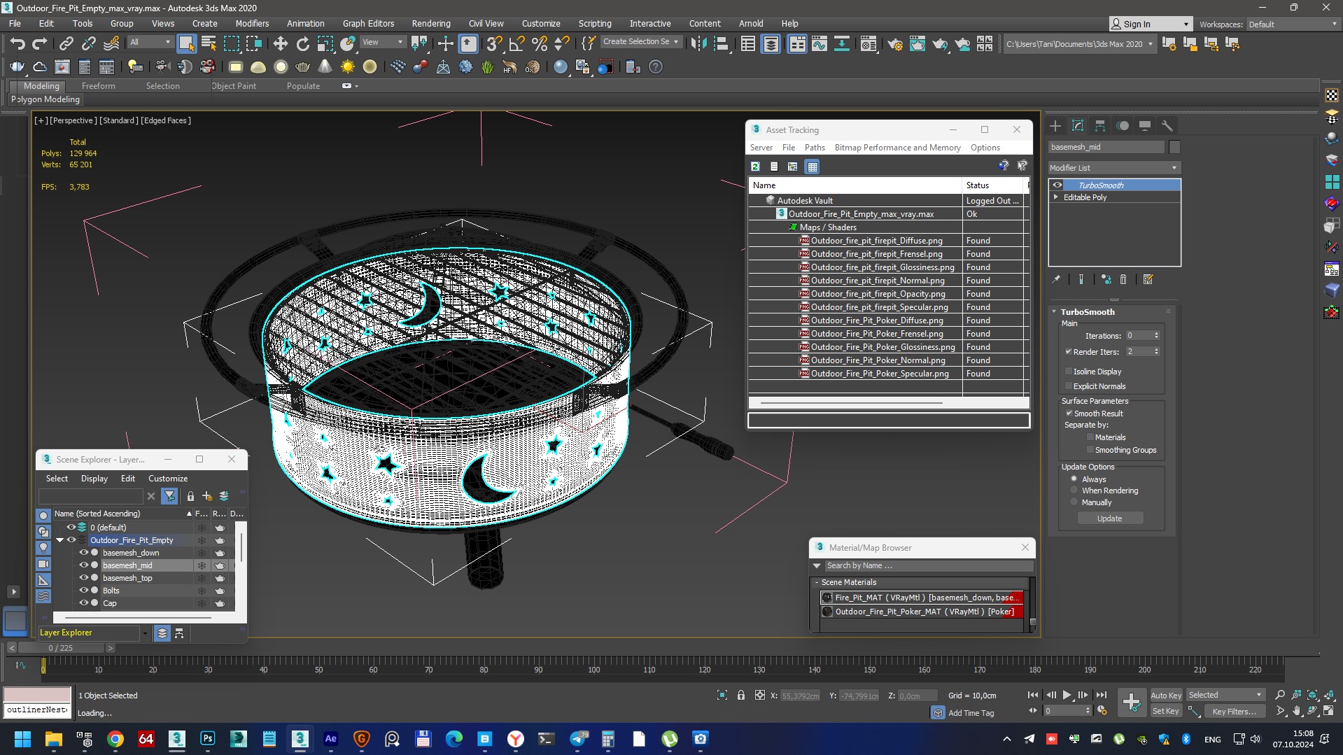 Outdoor Fire Pit Empty 3D