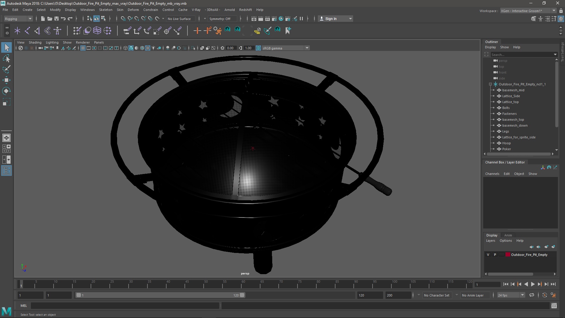 Outdoor Fire Pit Empty 3D