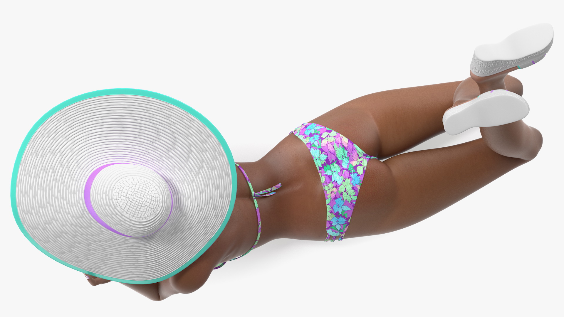 3D Light Skinned Bikini Girl Lying Pose