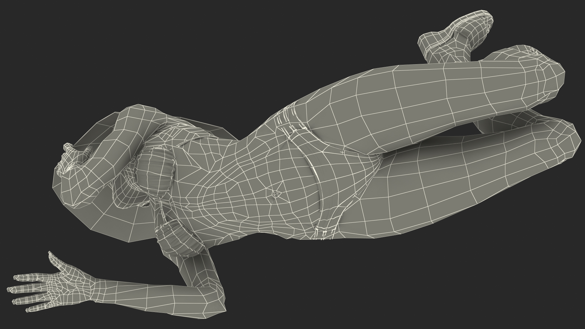 3D Light Skinned Bikini Girl Lying Pose