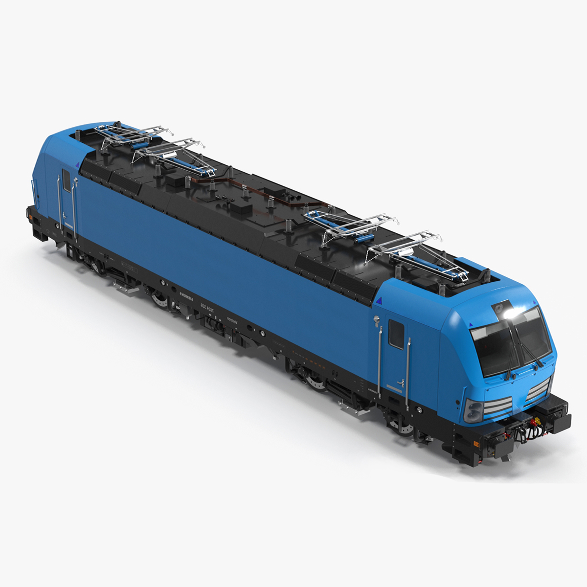 3D Blue Modern Locomotive Rigged for Cinema 4D model