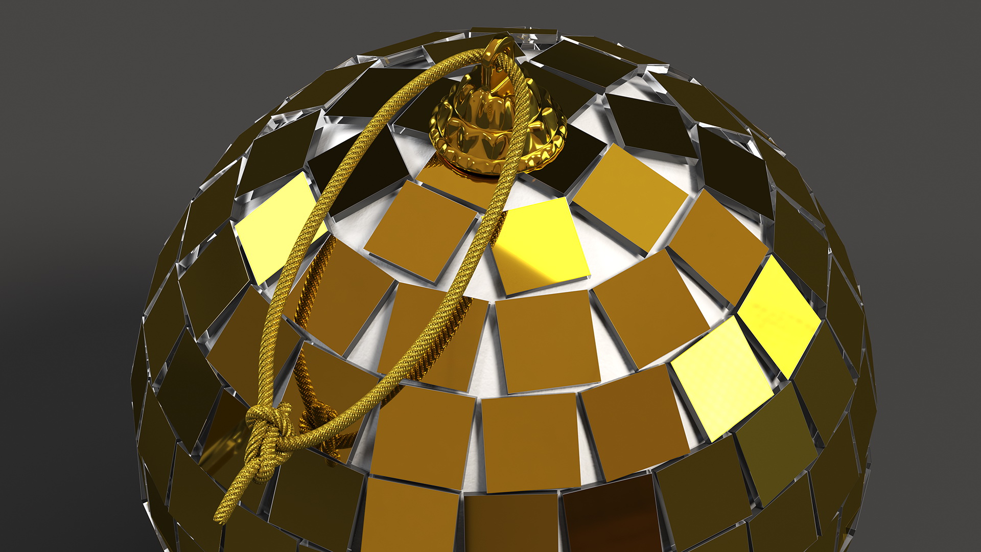 Small Christmas Tree Discoball Golden 3D