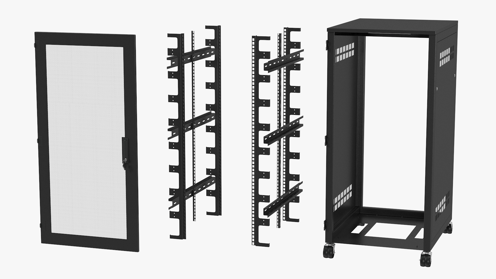 3D Floor Standing Rack Cabinet 27U Black Empty model