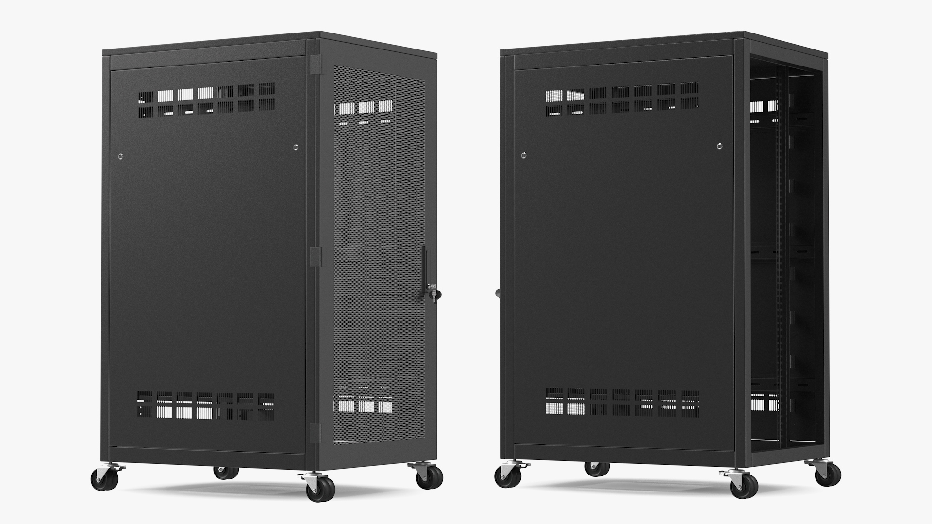 3D Floor Standing Rack Cabinet 27U Black Empty model