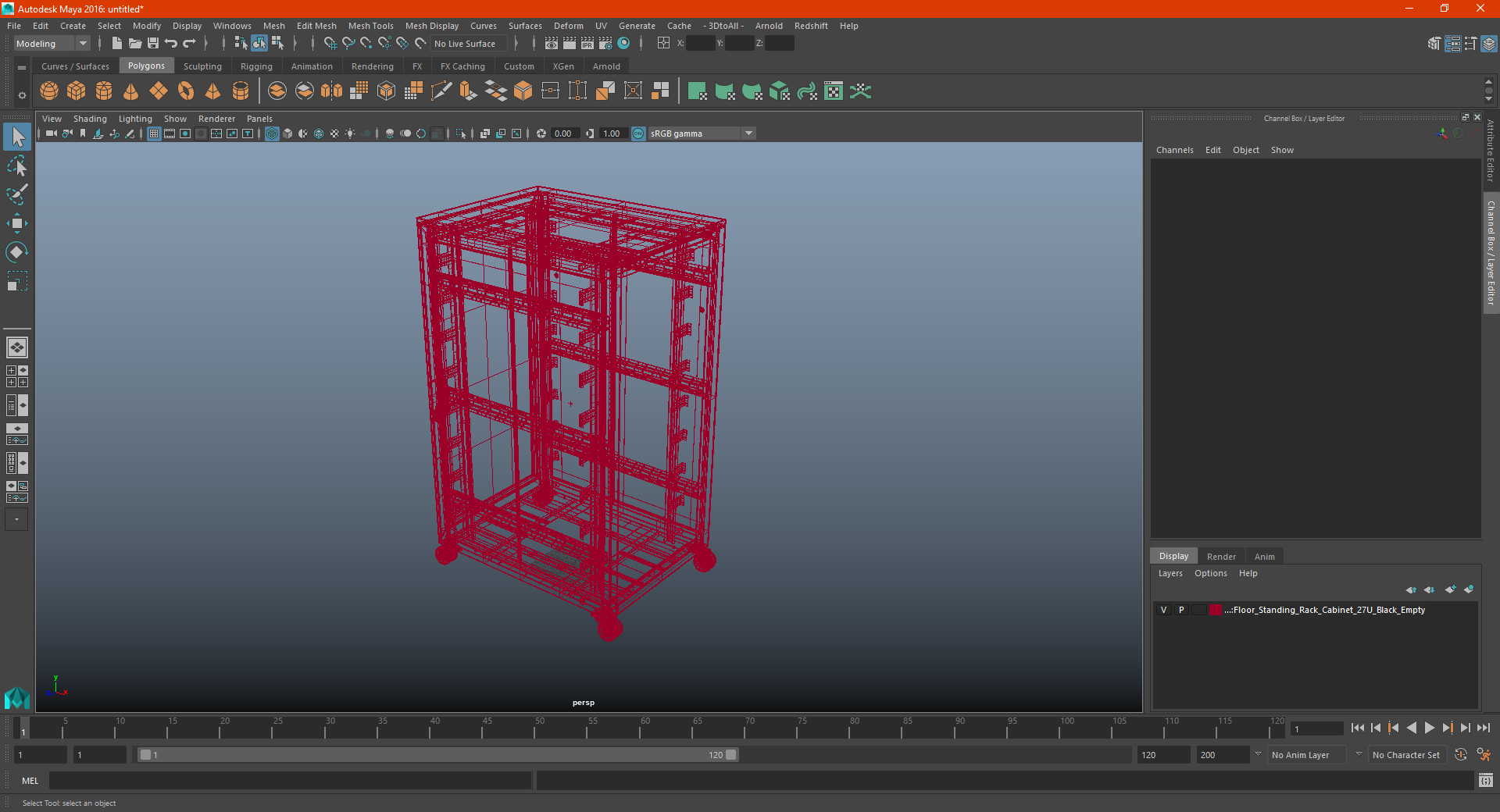 3D Floor Standing Rack Cabinet 27U Black Empty model