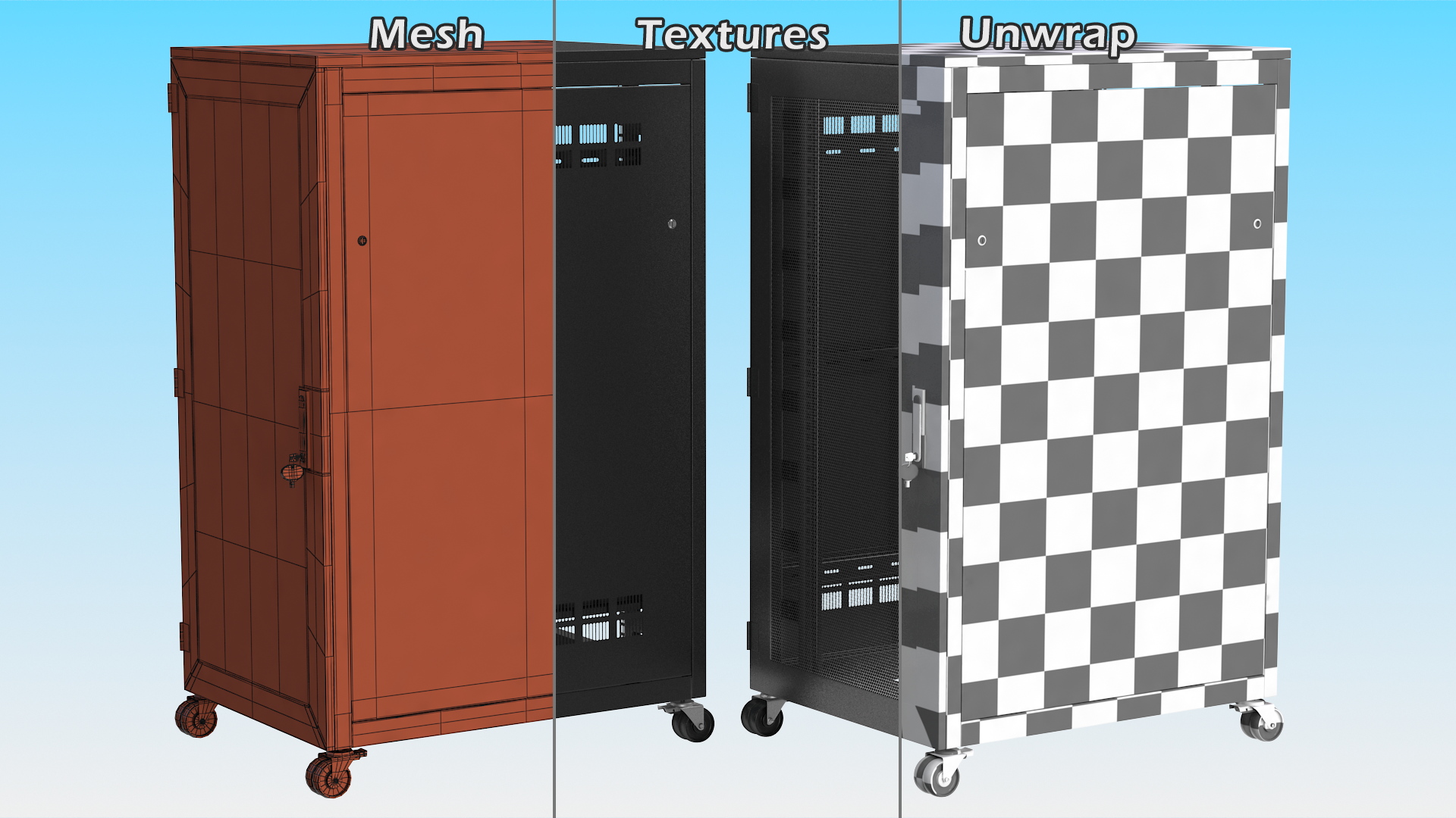 3D Floor Standing Rack Cabinet 27U Black Empty model
