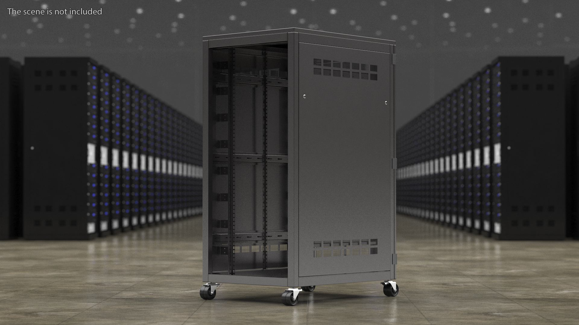 3D Floor Standing Rack Cabinet 27U Black Empty model