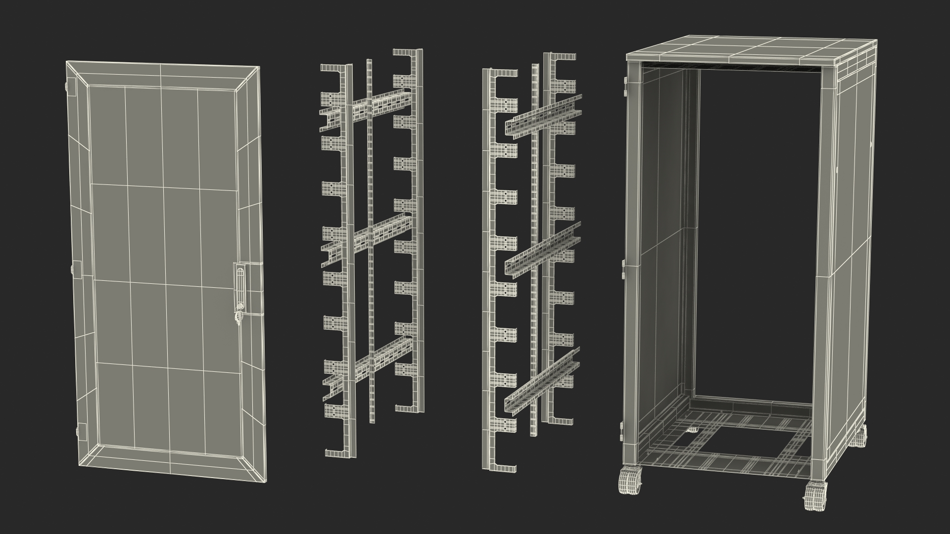 3D Floor Standing Rack Cabinet 27U Black Empty model