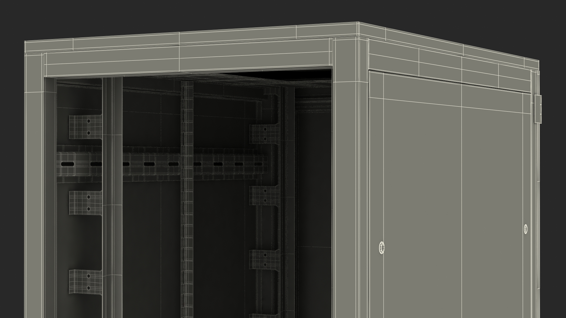 3D Floor Standing Rack Cabinet 27U Black Empty model