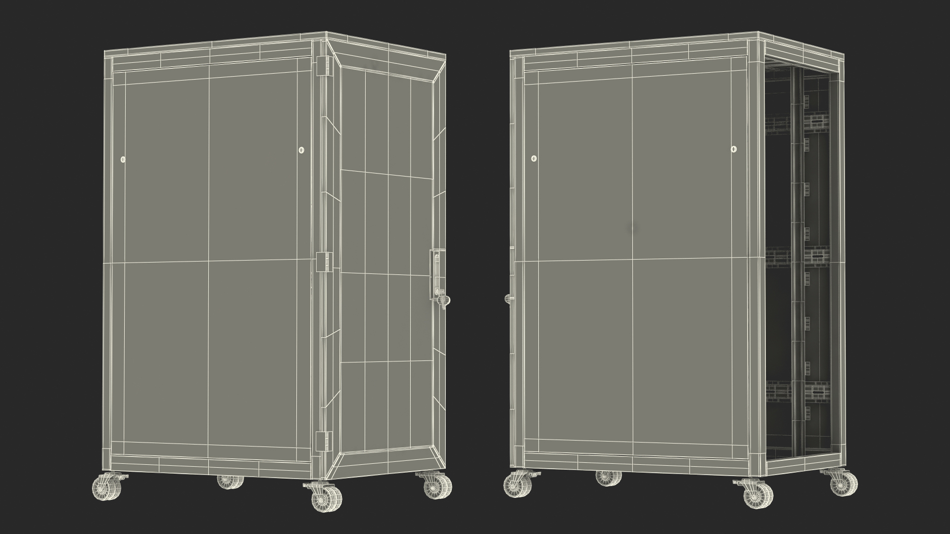 3D Floor Standing Rack Cabinet 27U Black Empty model