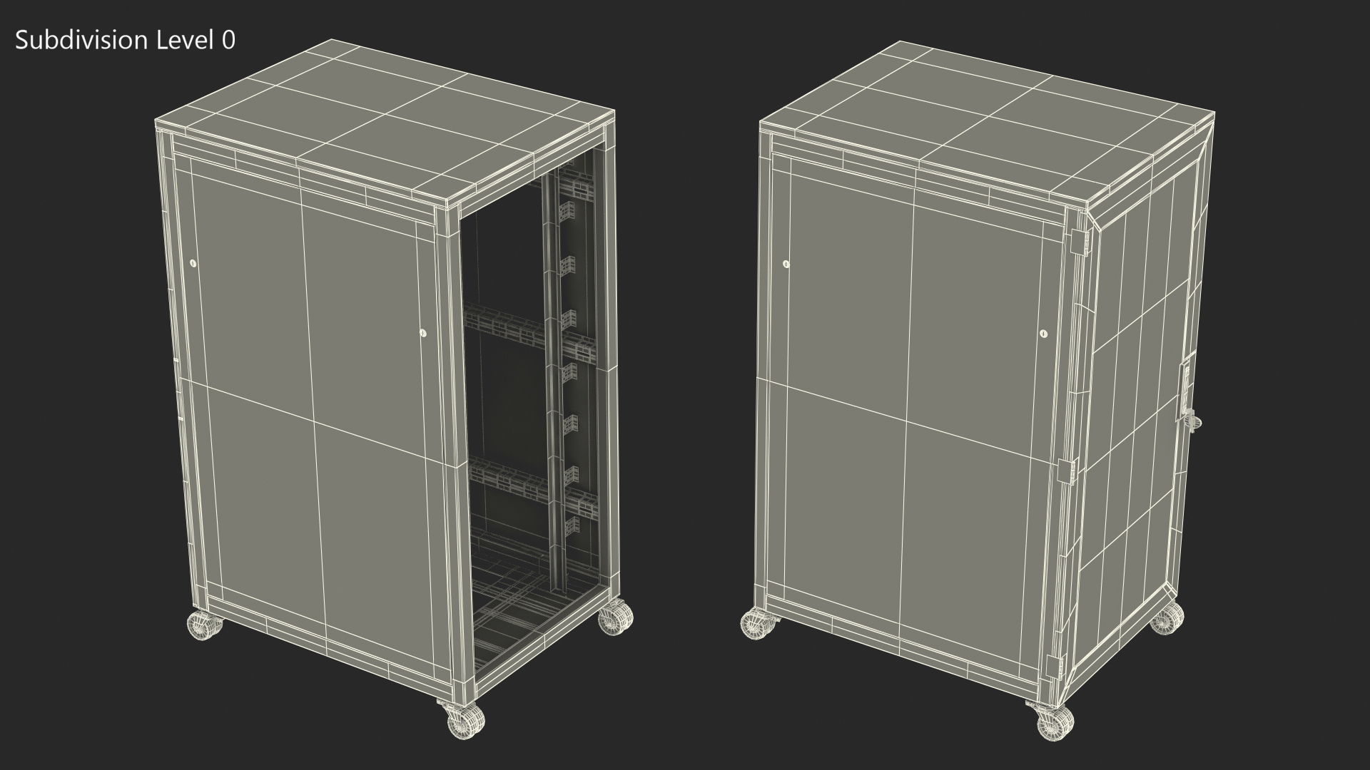 3D Floor Standing Rack Cabinet 27U Black Empty model