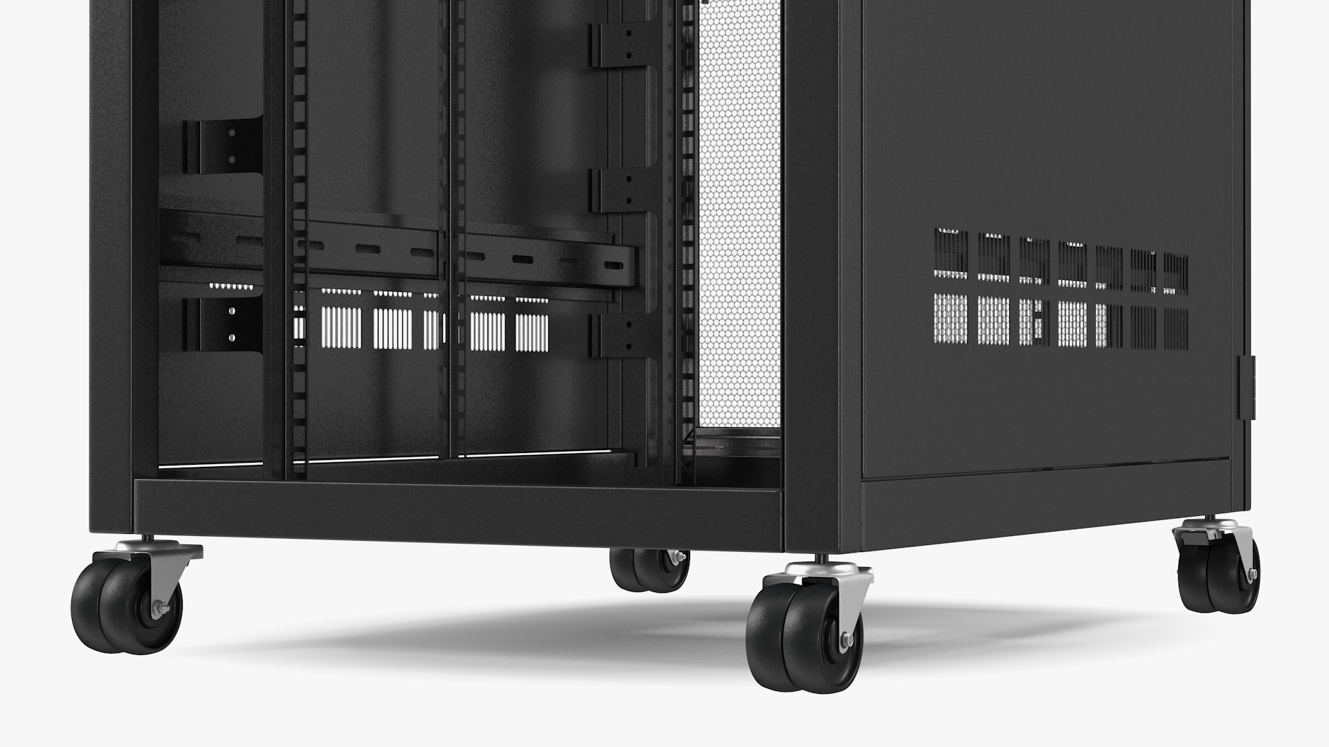 3D Floor Standing Rack Cabinet 27U Black Empty model