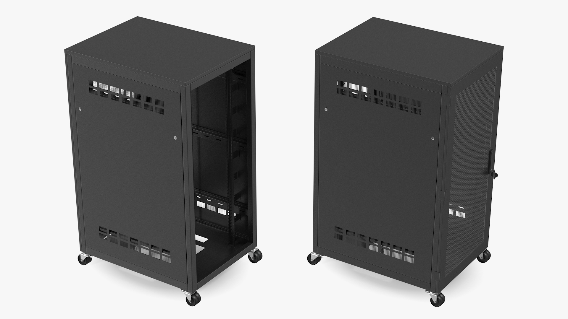 3D Floor Standing Rack Cabinet 27U Black Empty model