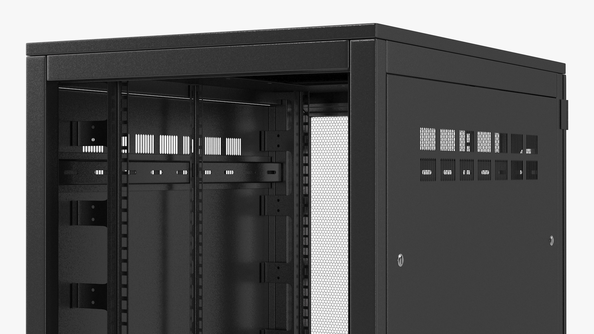 3D Floor Standing Rack Cabinet 27U Black Empty model