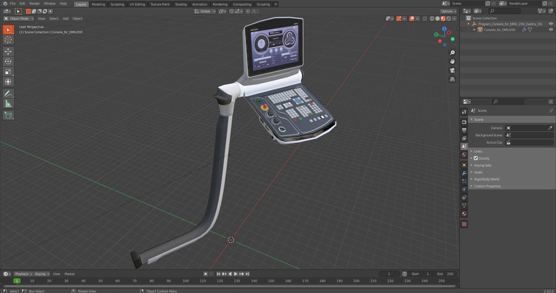 3D Program Console for DMU 200 Gantry CNC Machine