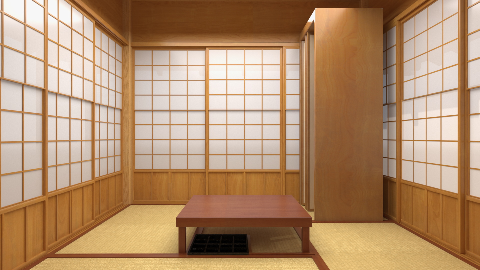 3D model Traditional Japanese Tea House with Stone Lanterns