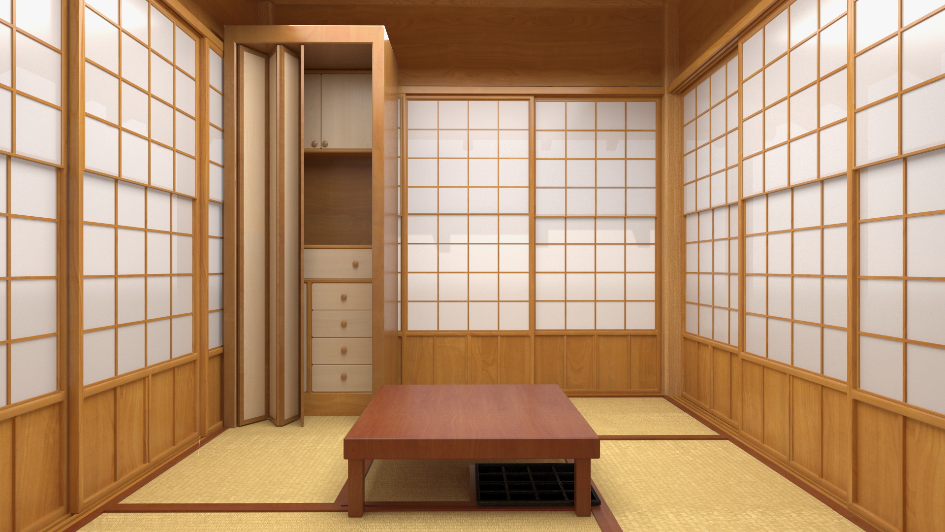 3D model Traditional Japanese Tea House with Stone Lanterns
