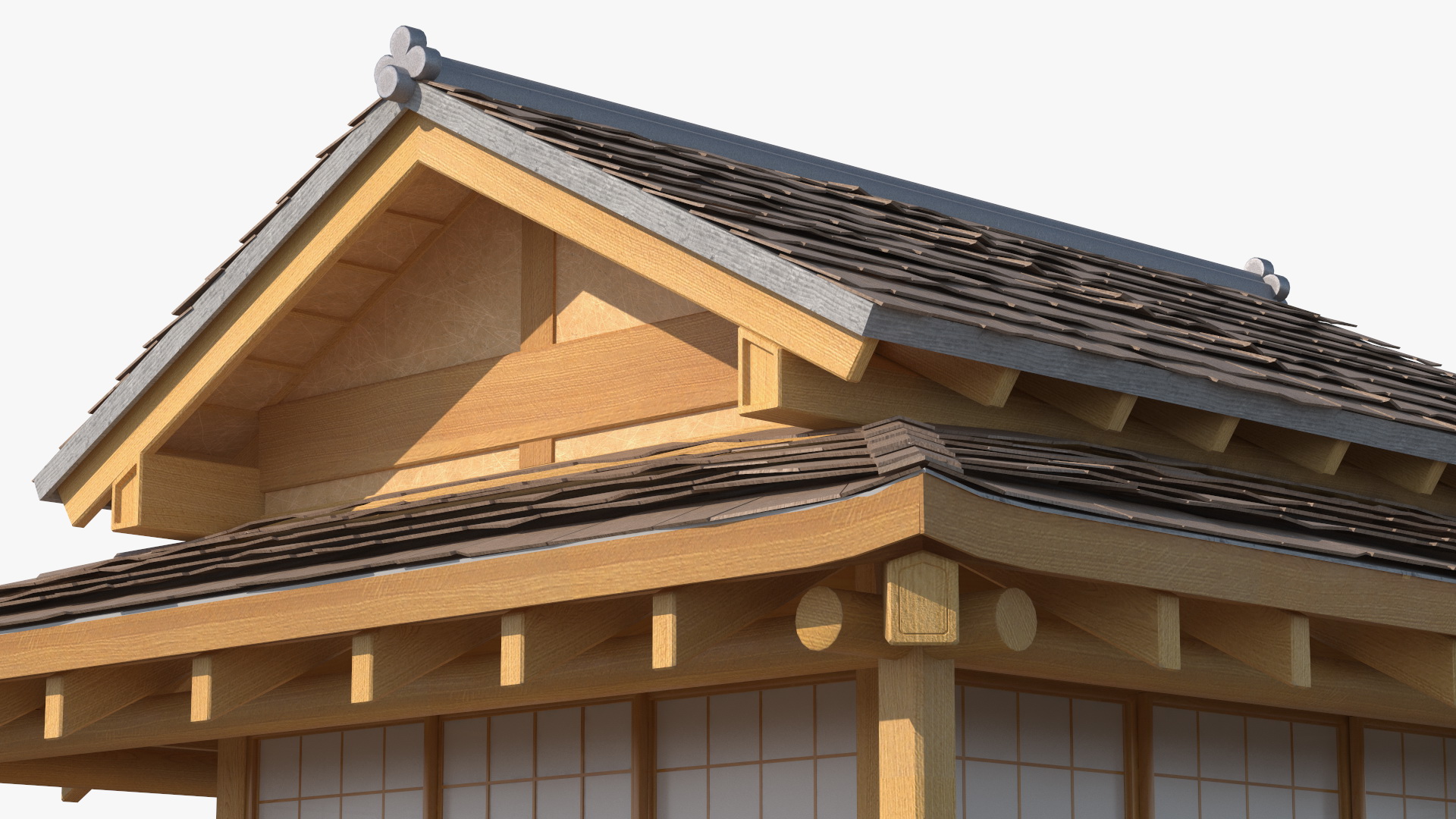 3D model Traditional Japanese Tea House with Stone Lanterns