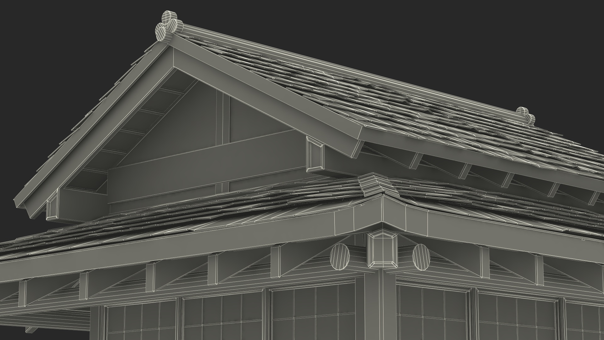 3D model Traditional Japanese Tea House with Stone Lanterns