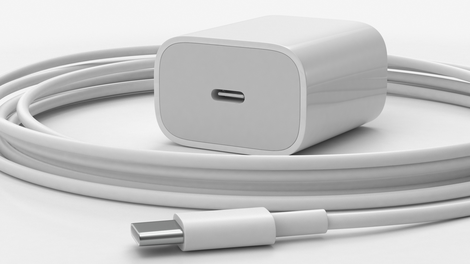3D model Apple 20W Type C Fast Charger with Cable