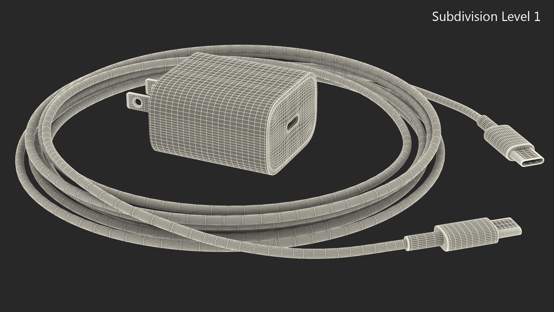 3D model Apple 20W Type C Fast Charger with Cable