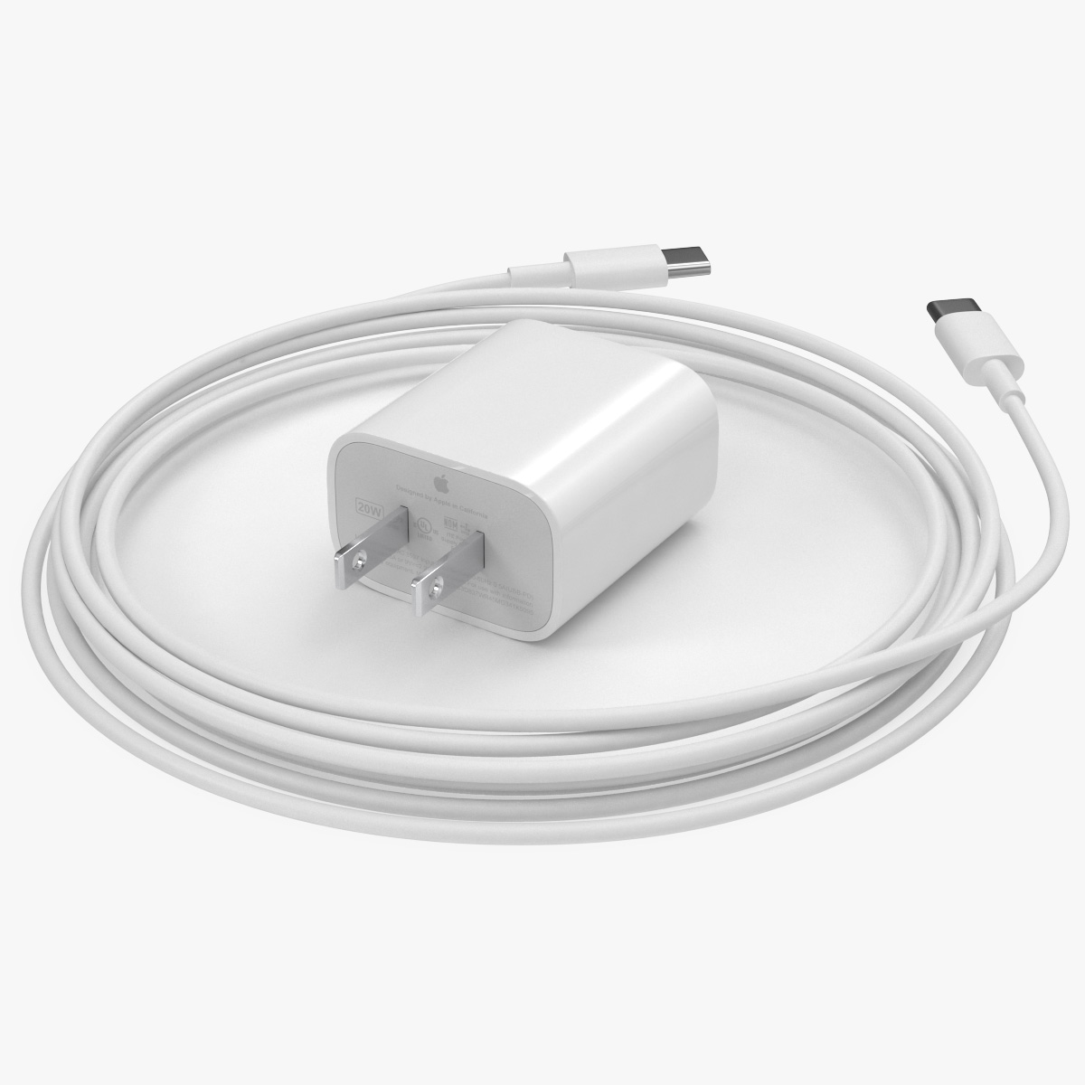 3D model Apple 20W Type C Fast Charger with Cable
